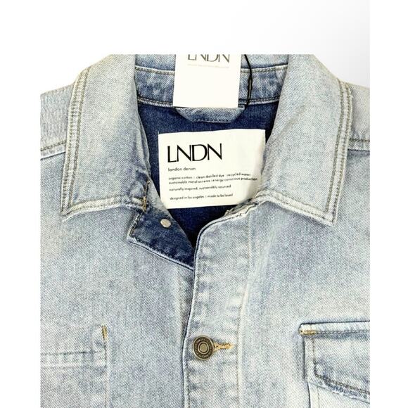 MSRP $128 LNDN by Free People Organic Cotton Light Washed Denim Jacket Size S-M - Picture 6 of 14